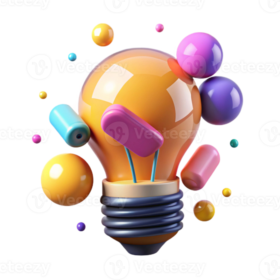 serene rustic Colorful Pop Art Light Bulb Idea Cutout exclusive png