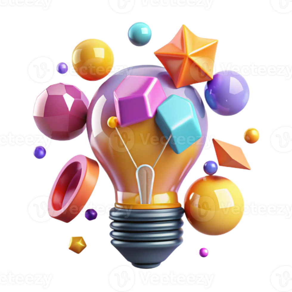 impressive minimalist Colorful Pop Art Light Bulb Idea Cutout high quality png
