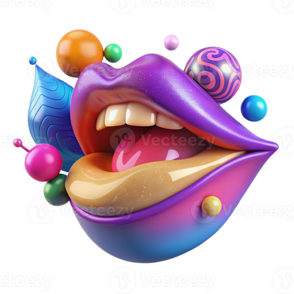 magnificent abstract Colorful Pop Art Lips Isolated exclusive png