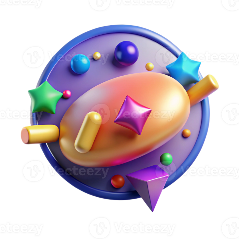 impressive abstract Colorful Pop Art Style Speech Bubble Oval Shape Transparent Background authentic png