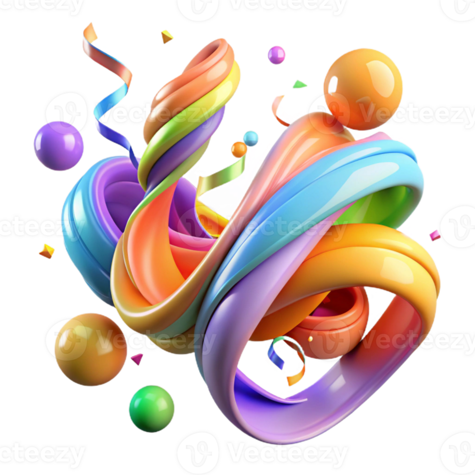 elegant vintage Colorful Streamers Swirls Transparent for Festive Designs detailed png