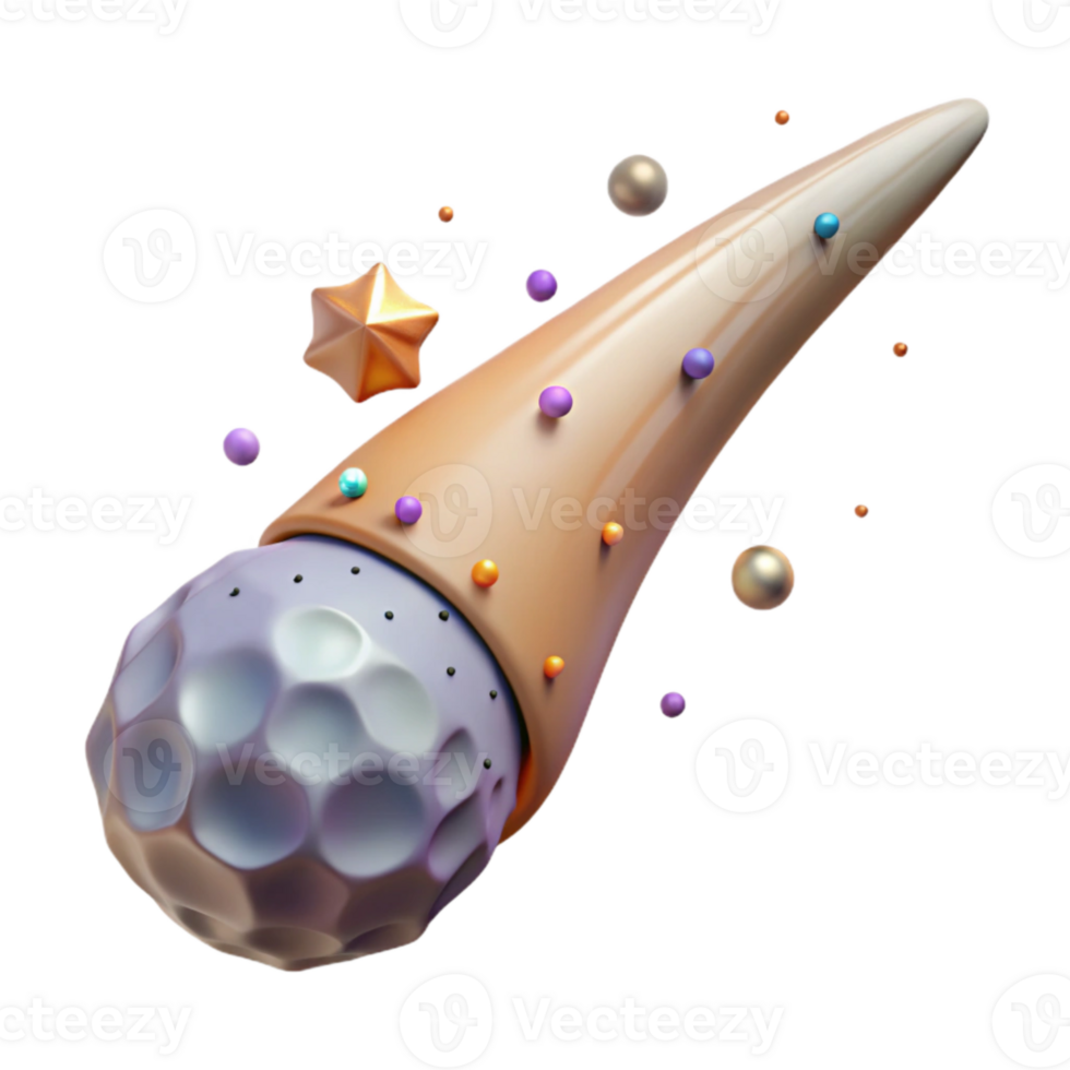 elegant artistic Comet with Tail Isolated for Astronomy Illustrations premium png