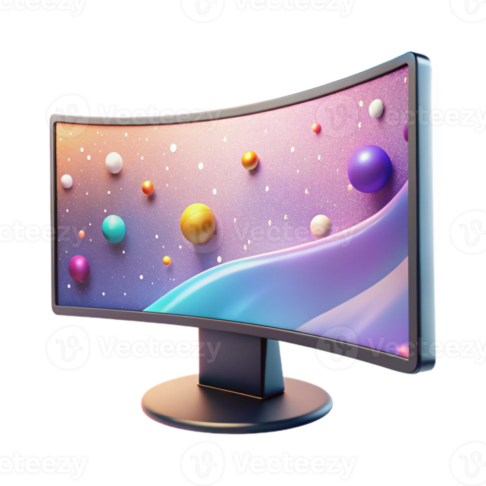 dramatic contemporary Computer Monitor Curved Ultrawide Display Isolated for Gaming Setup high resolution png