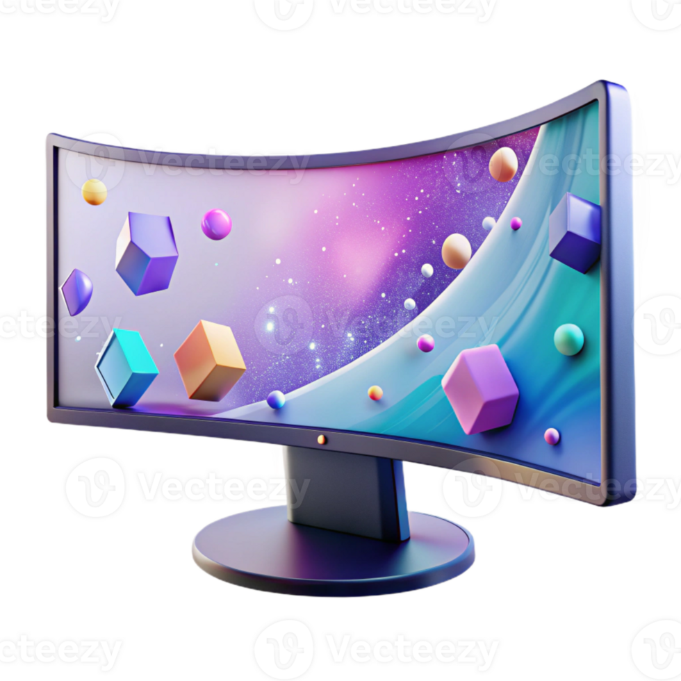 stunning creative Computer Monitor Curved Ultrawide Display Isolated for Gaming Setup detailed png