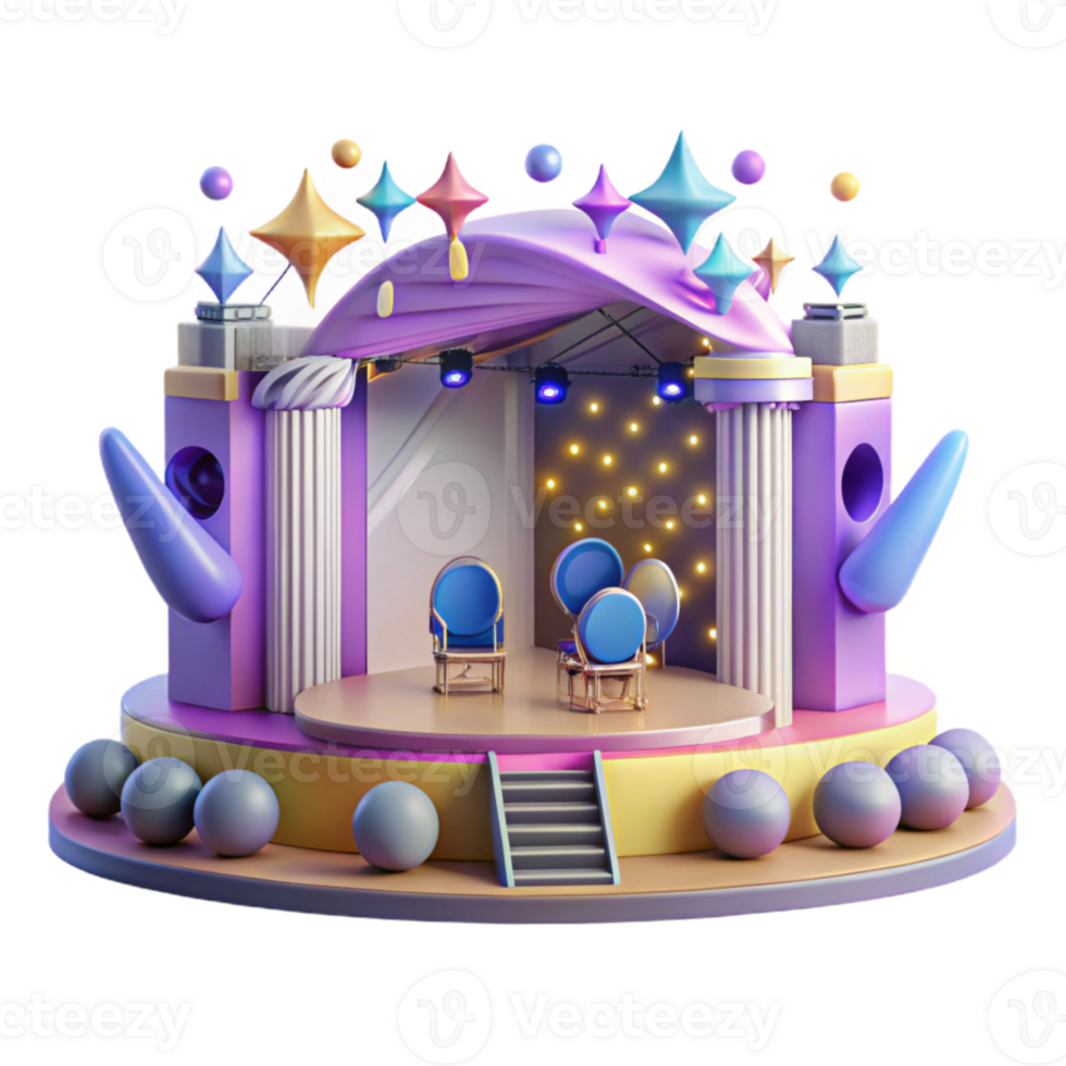 vibrant modern Concert Stage with Audience Silhouette Cutout for Crowd Scenes original png