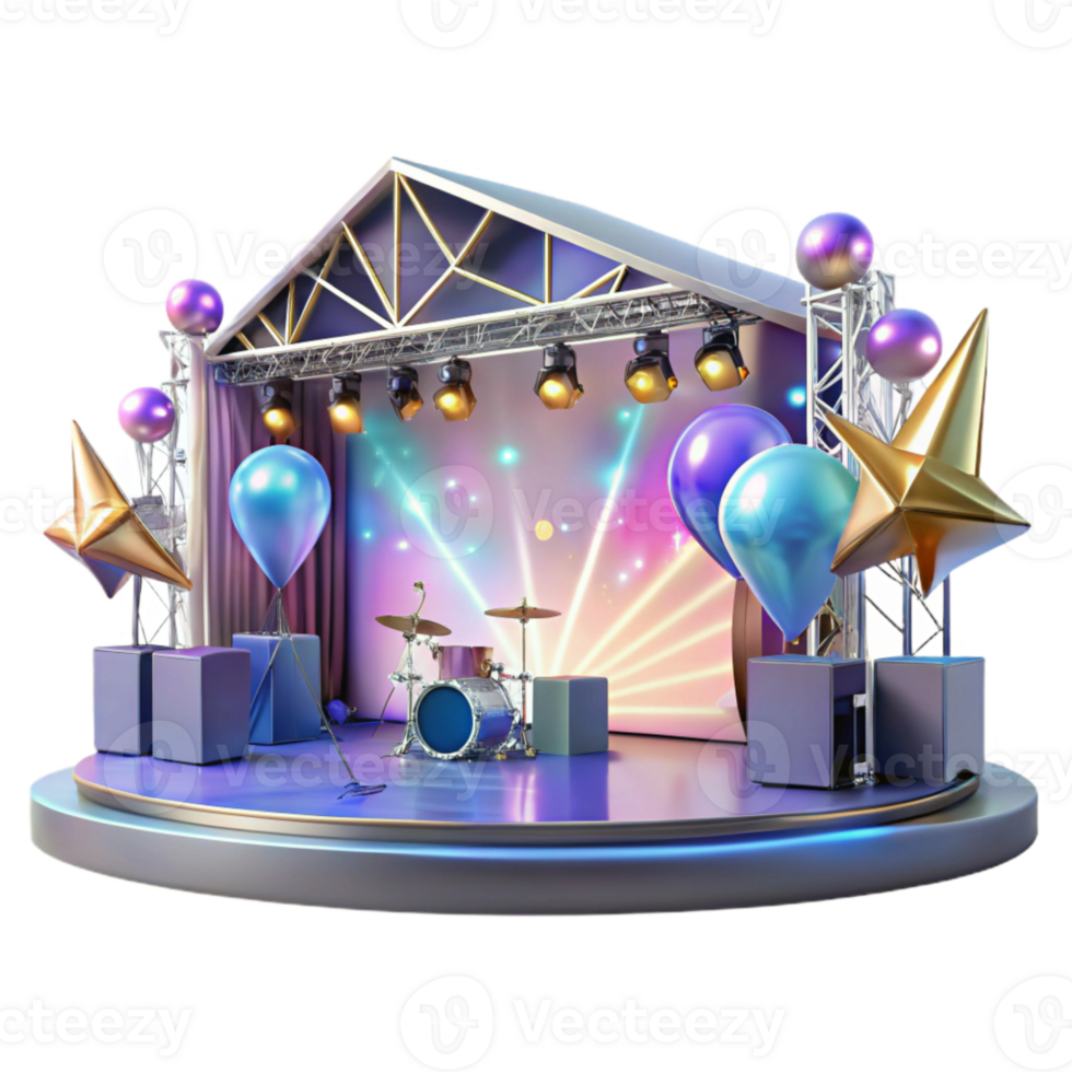 serene classic Concert Stage Lights Transparent Background for Music Event Design premium png
