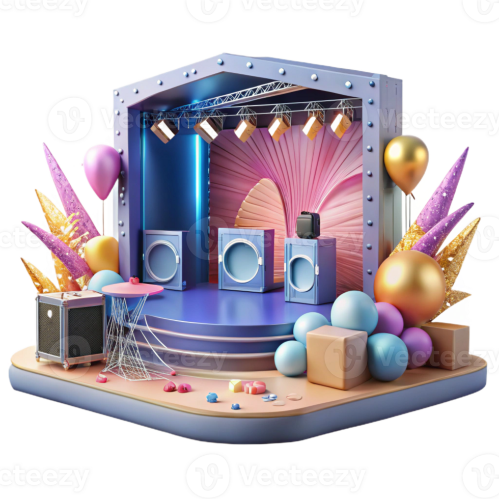 wonderful contemporary Concert Stage Backdrop with Screens Cutout for Visual Effects high resolution png