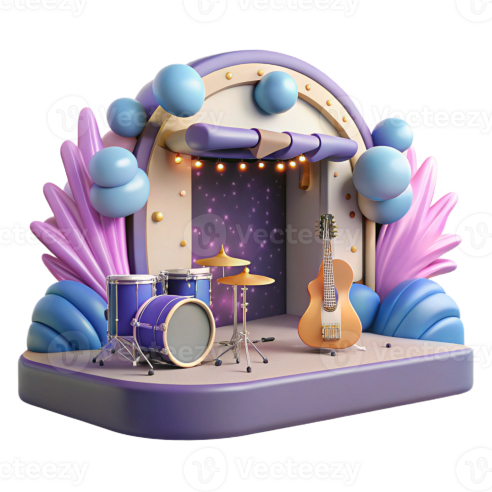 extraordinary vintage Concert Stage with Backdrop and Props Cutout for Theatrical Productions detailed png