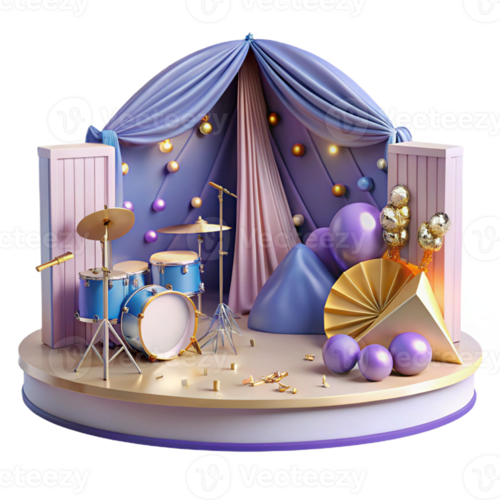 stunning modern Concert Stage with Backdrop and Props Cutout for Theatrical Productions authentic png