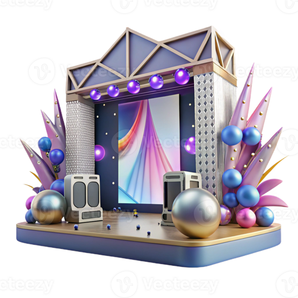 extraordinary classic Concert Stage Backdrop with Screens Cutout for Visual Effects high resolution png