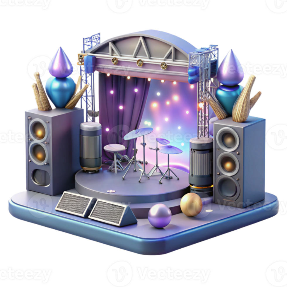beautiful abstract Concert Stage with Audio Mixing Consoles and Processors Transparent for Sound Engineering original png