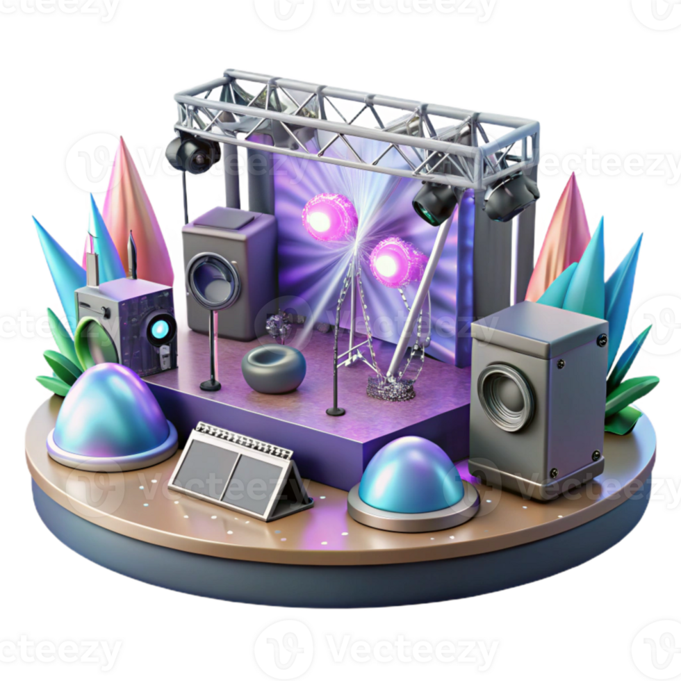 impressive traditional Concert Stage with Audio Mixing Consoles and Processors Transparent for Sound Engineering high quality png
