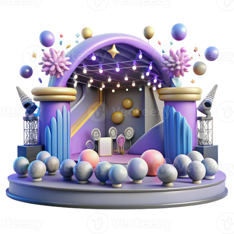 wonderful rustic Concert Stage with Audience Silhouette Cutout for Crowd Scenes authentic png