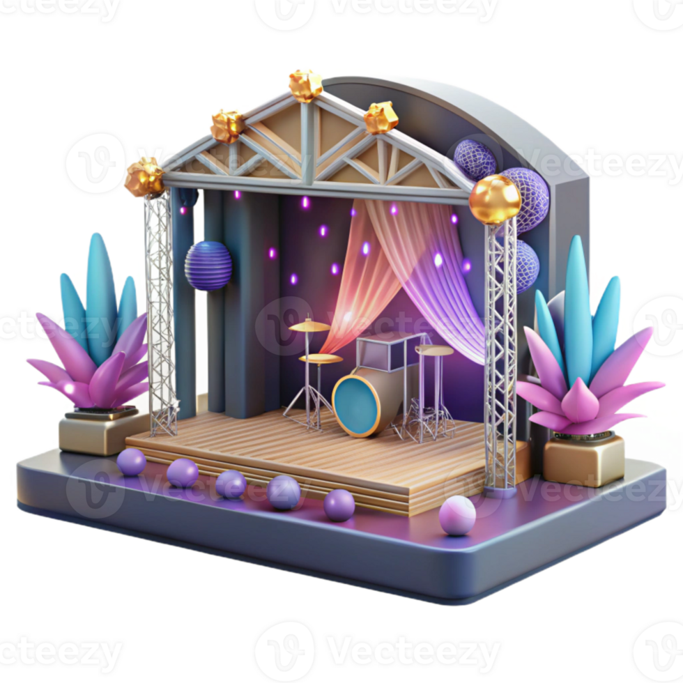 impressive creative Concert Stage with Backstage Area Isolated for Event Management authentic png