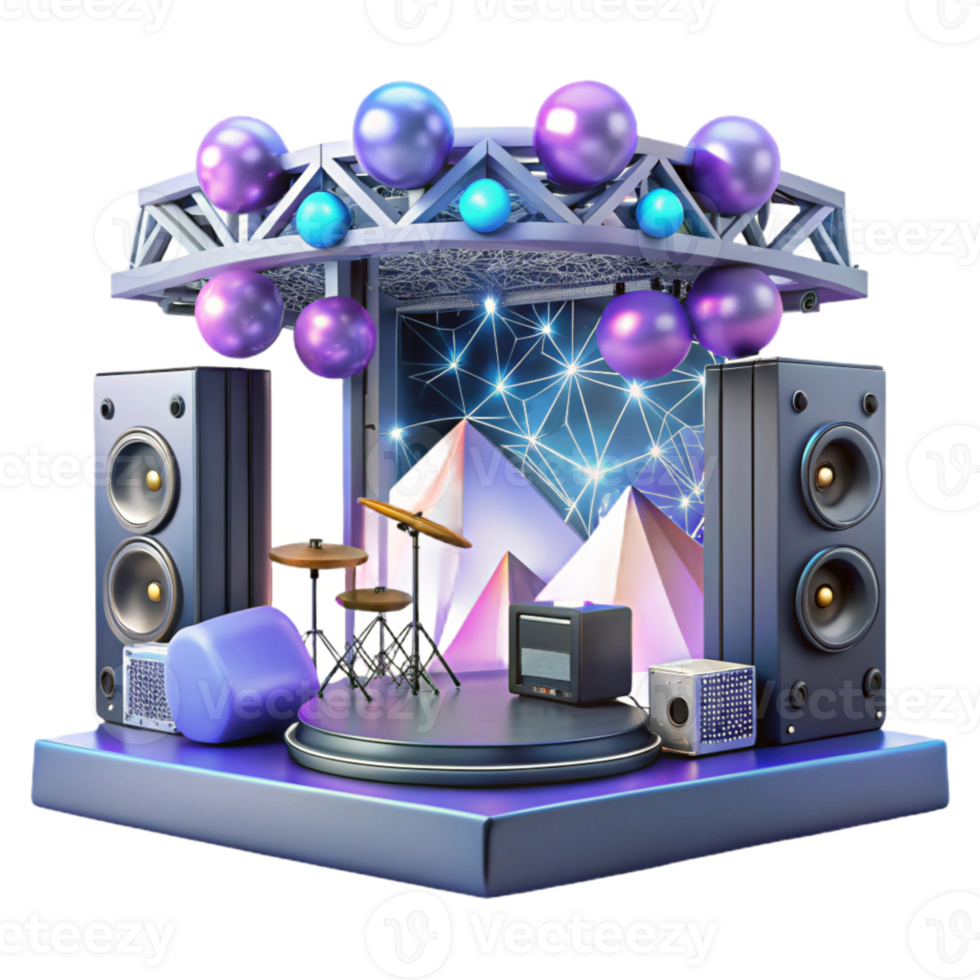dramatic rustic Concert Stage with Audio Mixing Consoles and Processors Transparent for Sound Engineering authentic png