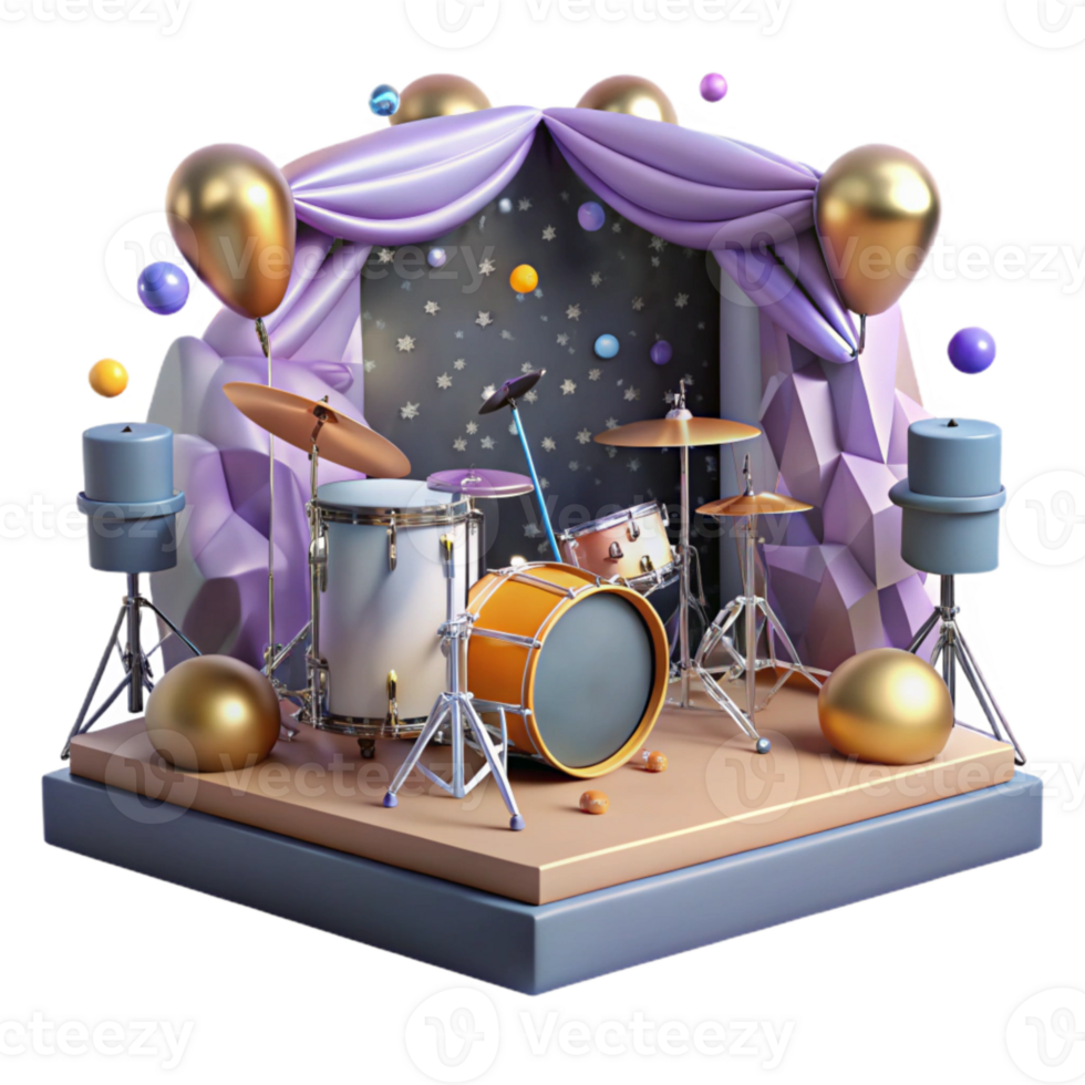 magnificent contemporary Concert Stage with Band Equipment Cutout for Music Production original png