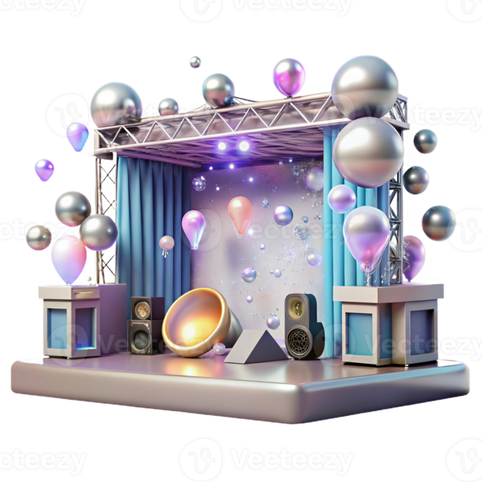 magnificent abstract Concert Stage with Bubble Machines and Snow Machines Isolated for Special Events genuine png