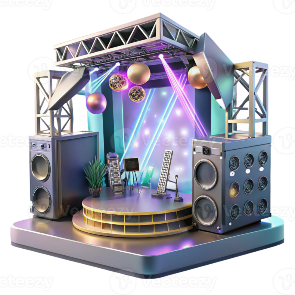 serene vintage Concert Stage with Audio Mixing Consoles and Processors Transparent for Sound Engineering authentic png