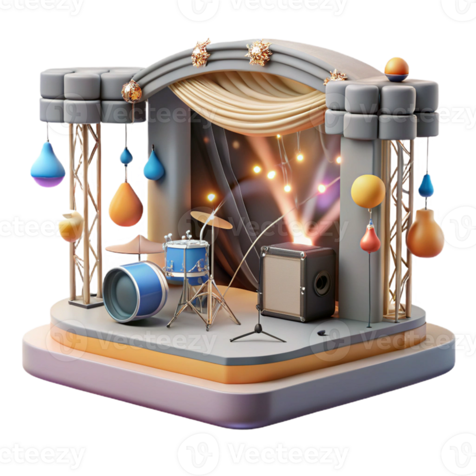 elegant artistic Concert Stage with Cables and Wires Cutout for Realistic Renderings genuine png