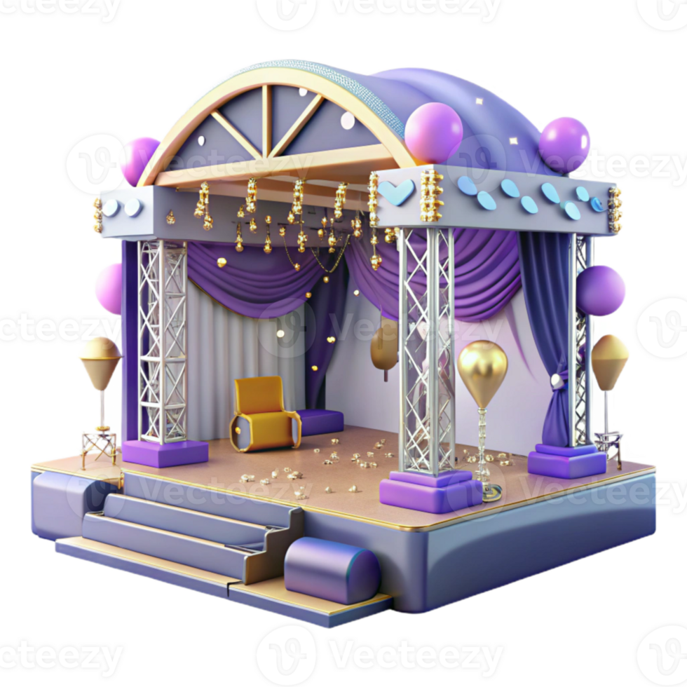 stunning artistic Concert Stage with Backstage Area Isolated for Event Management detailed png