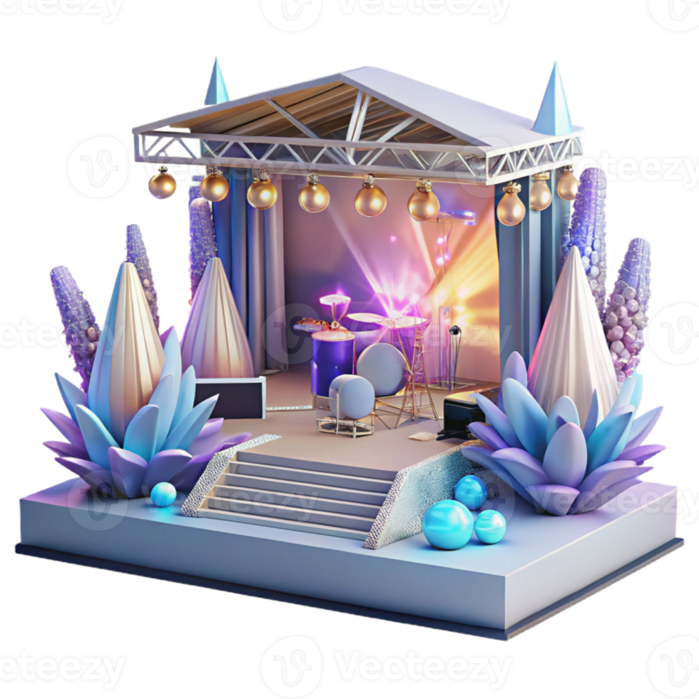 serene abstract Concert Stage with Catering Area Transparent for Event Logistics detailed png