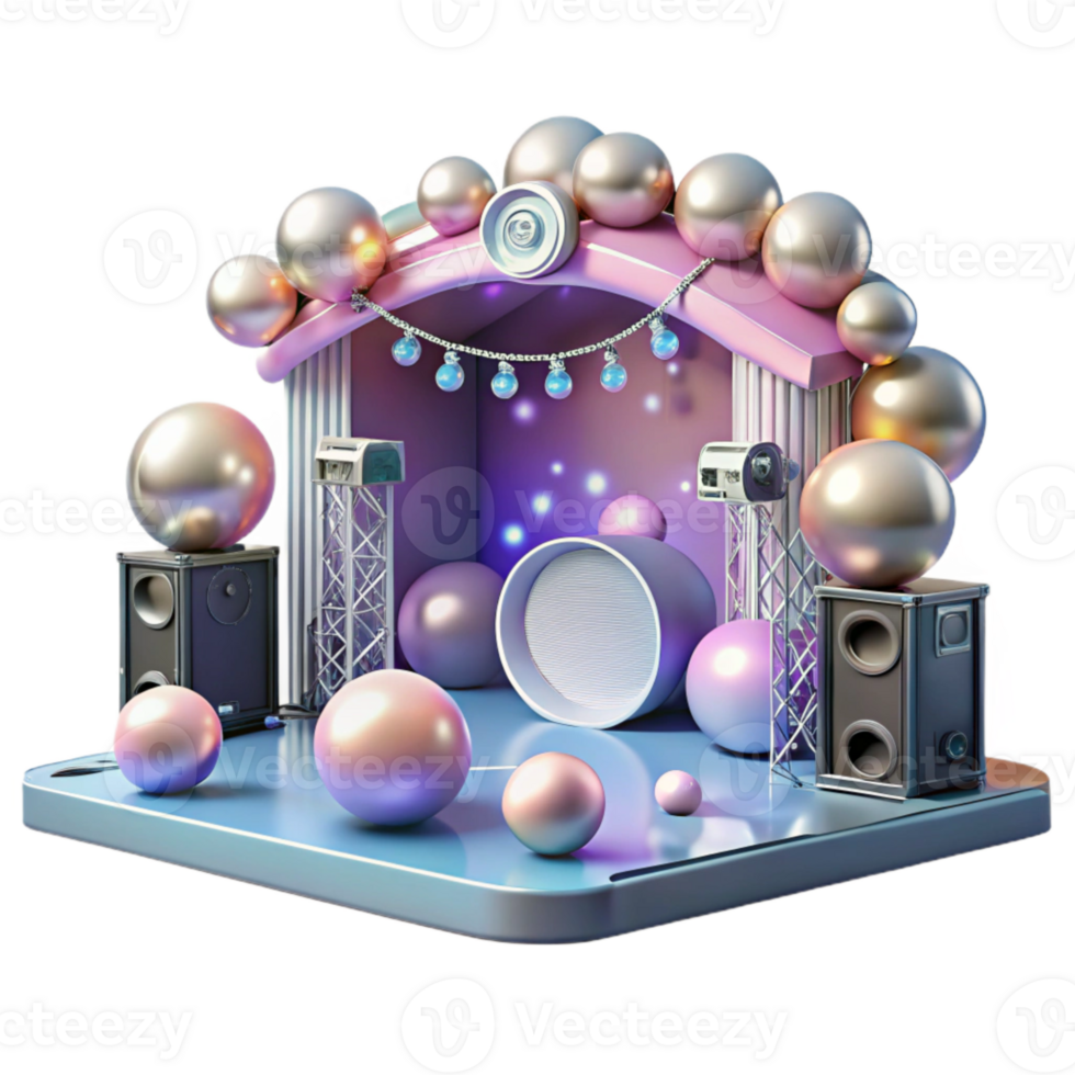 impressive traditional Concert Stage with Bubble Machines and Snow Machines Isolated for Special Events premium png
