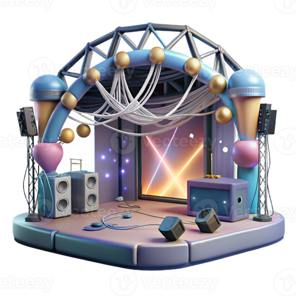 impressive creative Concert Stage with Cables and Wires Cutout for Realistic Renderings original png