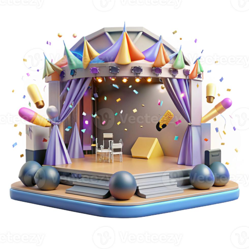 stunning traditional Concert Stage with Confetti Explosion Transparent for Celebration Designs exclusive png