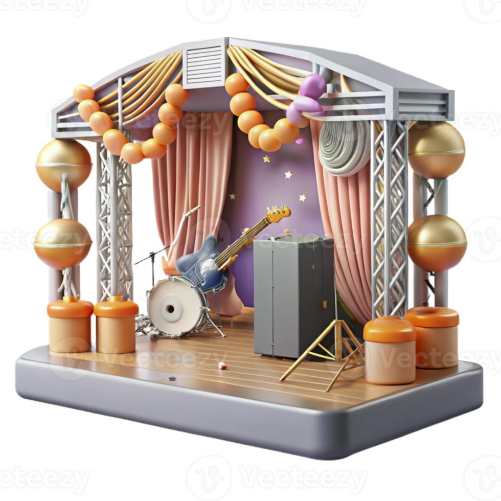 impressive creative Concert Stage with Cables and Wires Cutout for Realistic Renderings high quality png