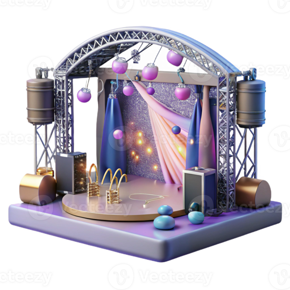 extraordinary traditional Concert Stage with Cables and Wires Cutout for Realistic Renderings professional png