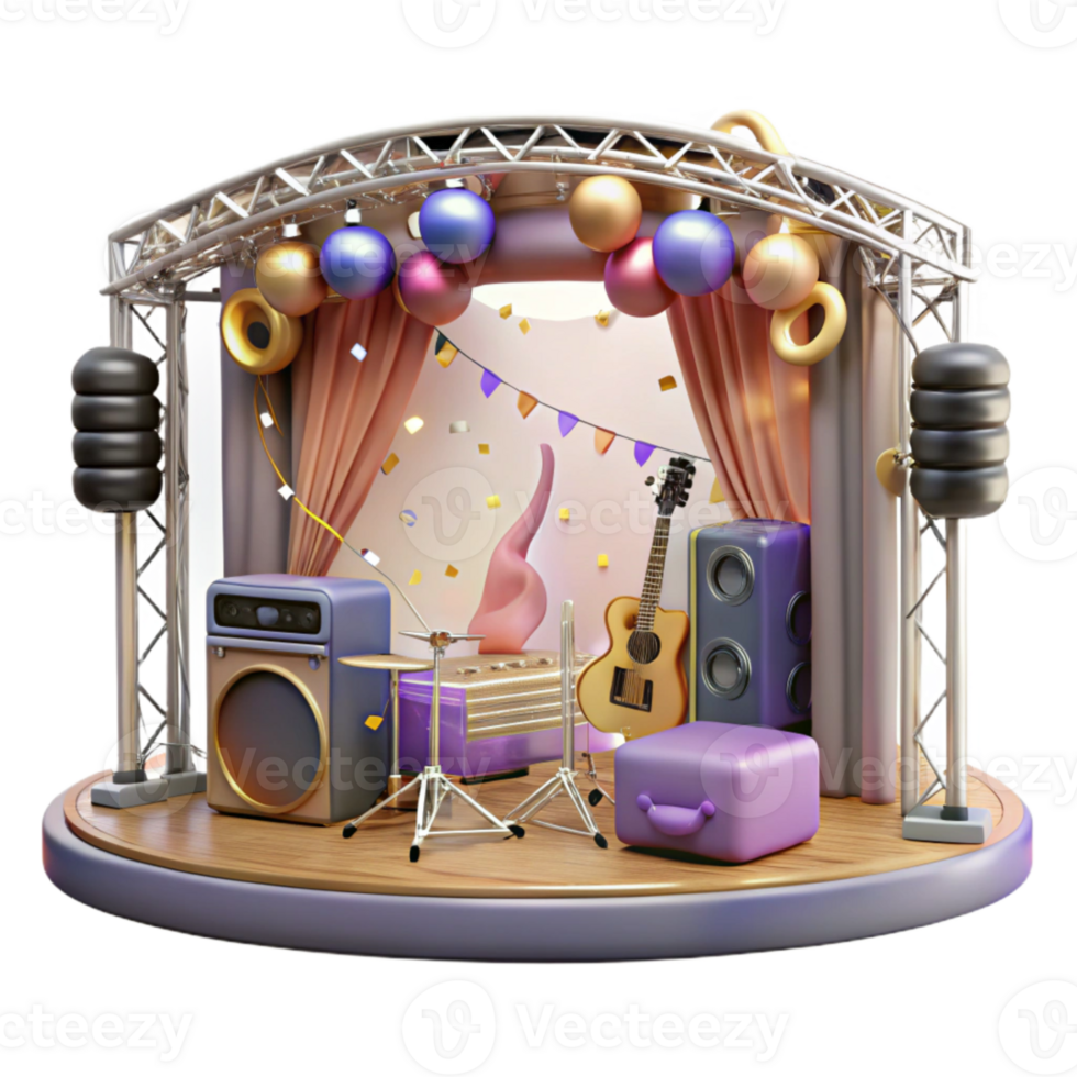 vibrant creative Concert Stage with Cables and Wires Cutout for Realistic Renderings genuine png