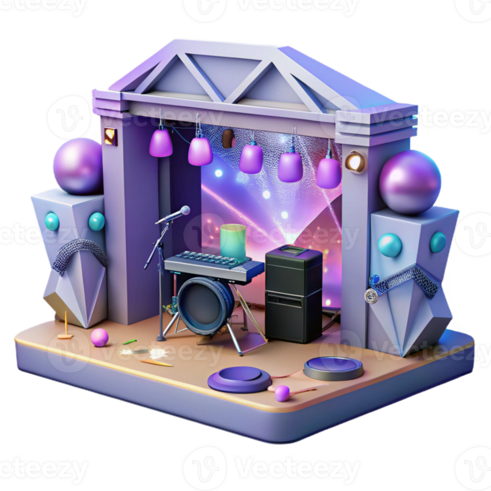 vibrant rustic Concert Stage with Digital Mixing Console Isolated for Modern Sound Engineering premium png