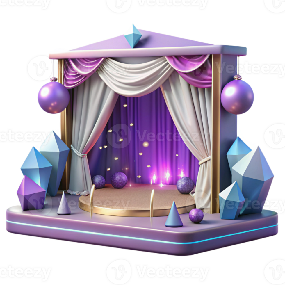 dramatic vintage Concert Stage with Curtains and Drapes Isolated for Stage Decoration high resolution png