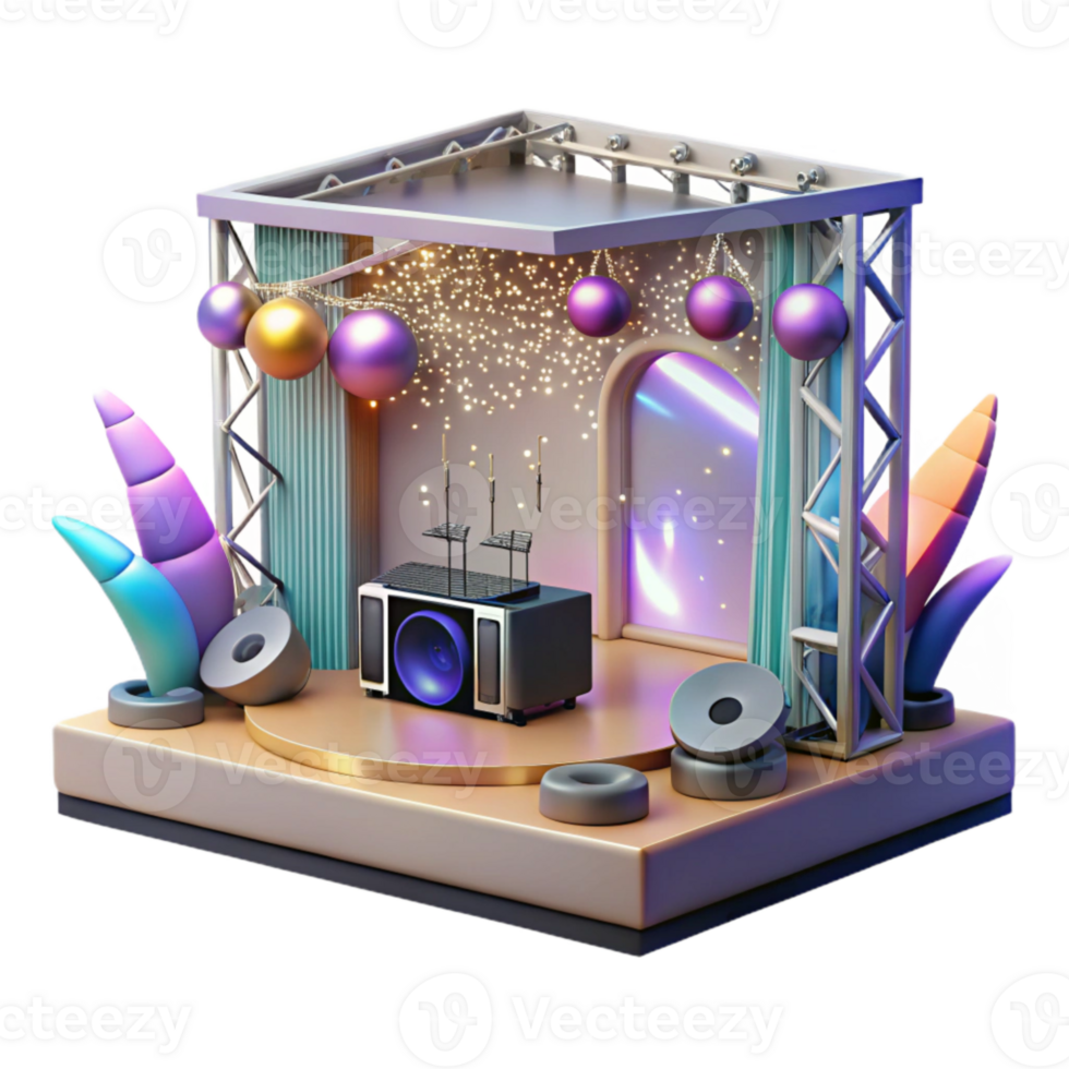 vibrant traditional Concert Stage with Dj Booth Setup Isolated for Electronic Music Events professional png