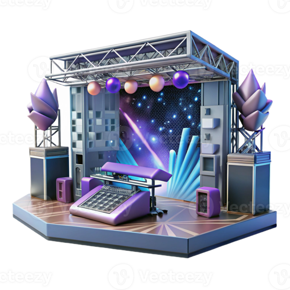 magnificent vintage Concert Stage with Digital Mixing Console Isolated for Modern Sound Engineering png