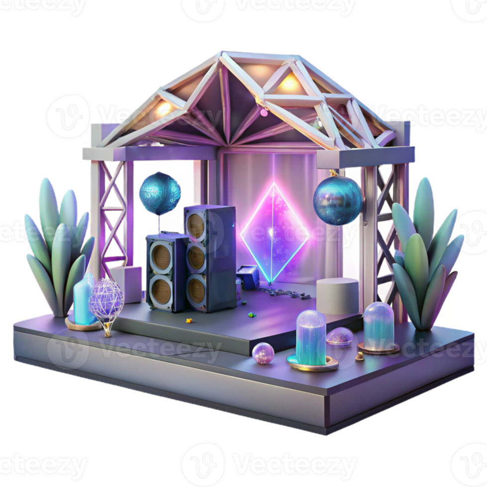 wonderful contemporary Concert Stage with Dj Booth Setup Isolated for Electronic Music Events png