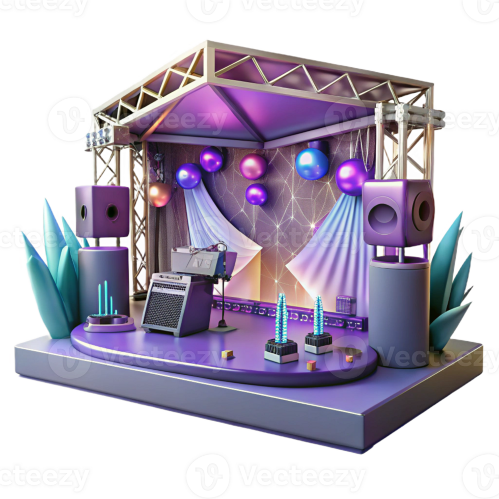 serene abstract Concert Stage with Digital Mixing Console Isolated for Modern Sound Engineering premium png