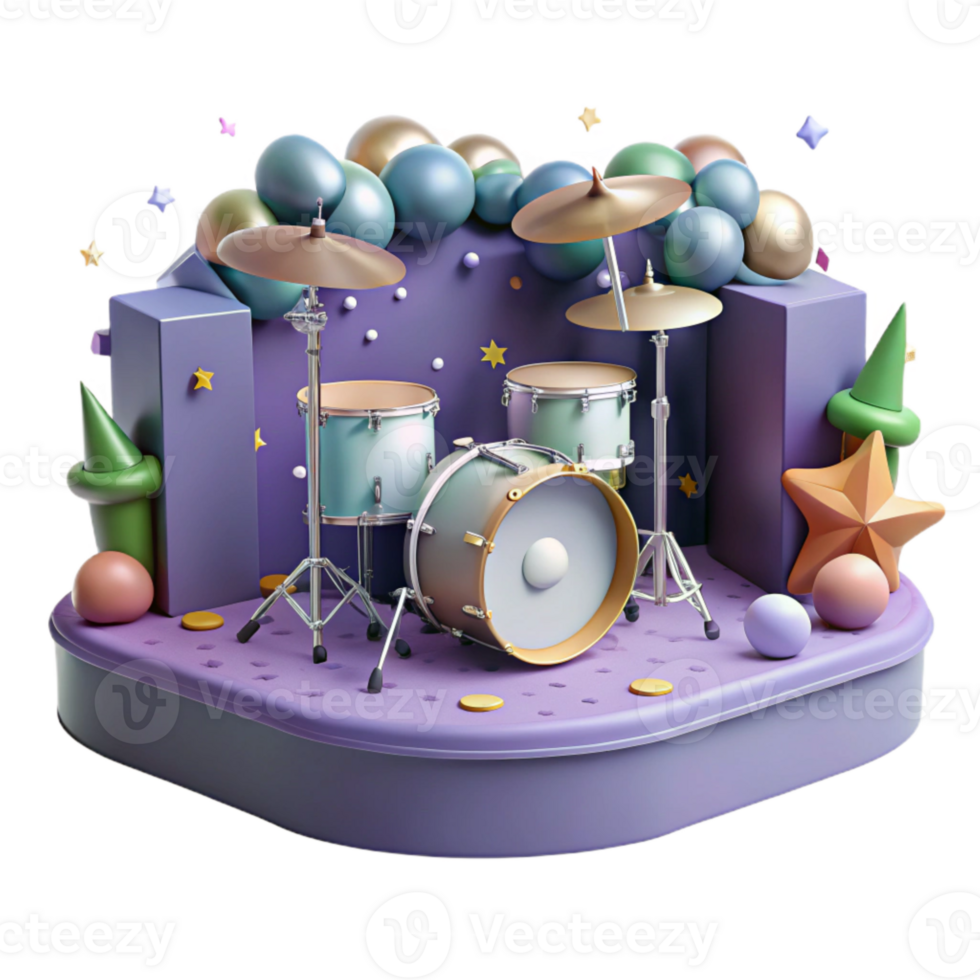 serene creative Concert Stage with Drum Set Cutout for Rock Band s exclusive png