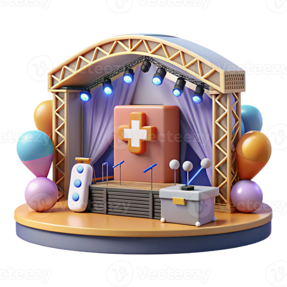 elegant modern Concert Stage with First Aid Station Cutout for Event Safety original png
