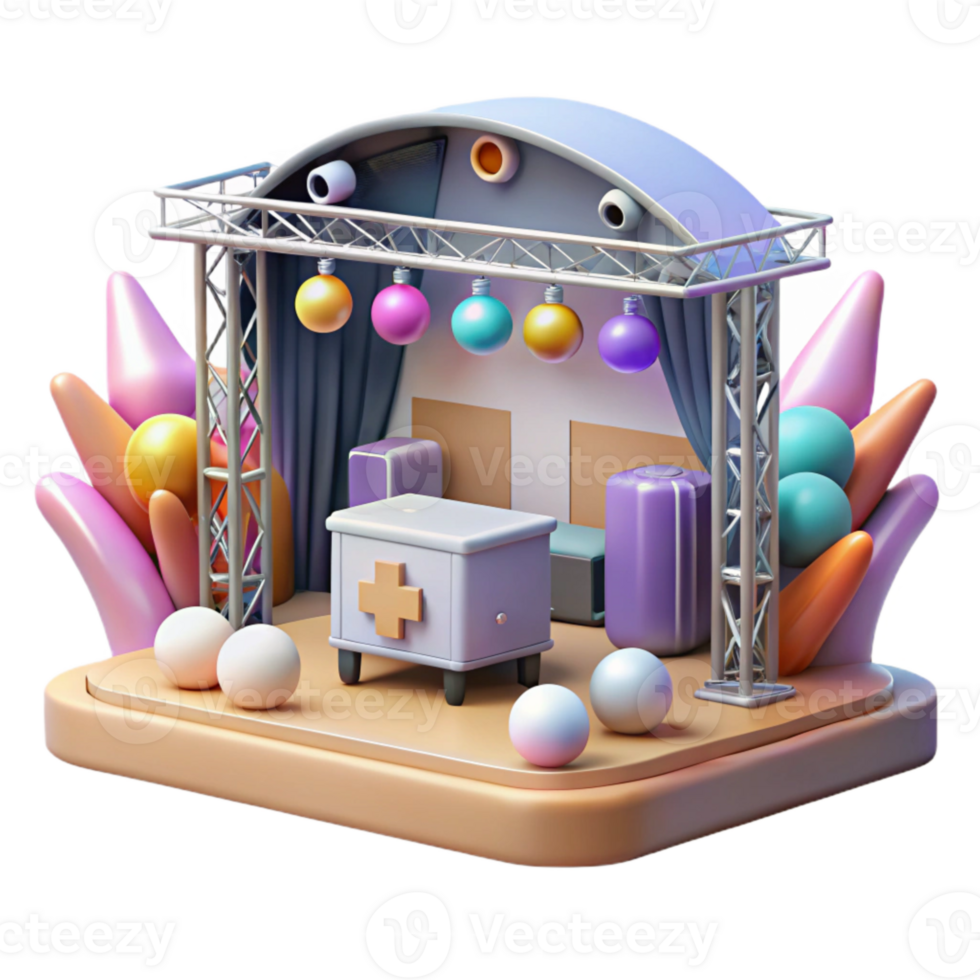 extraordinary modern Concert Stage with First Aid Station Cutout for Event Safety exclusive png