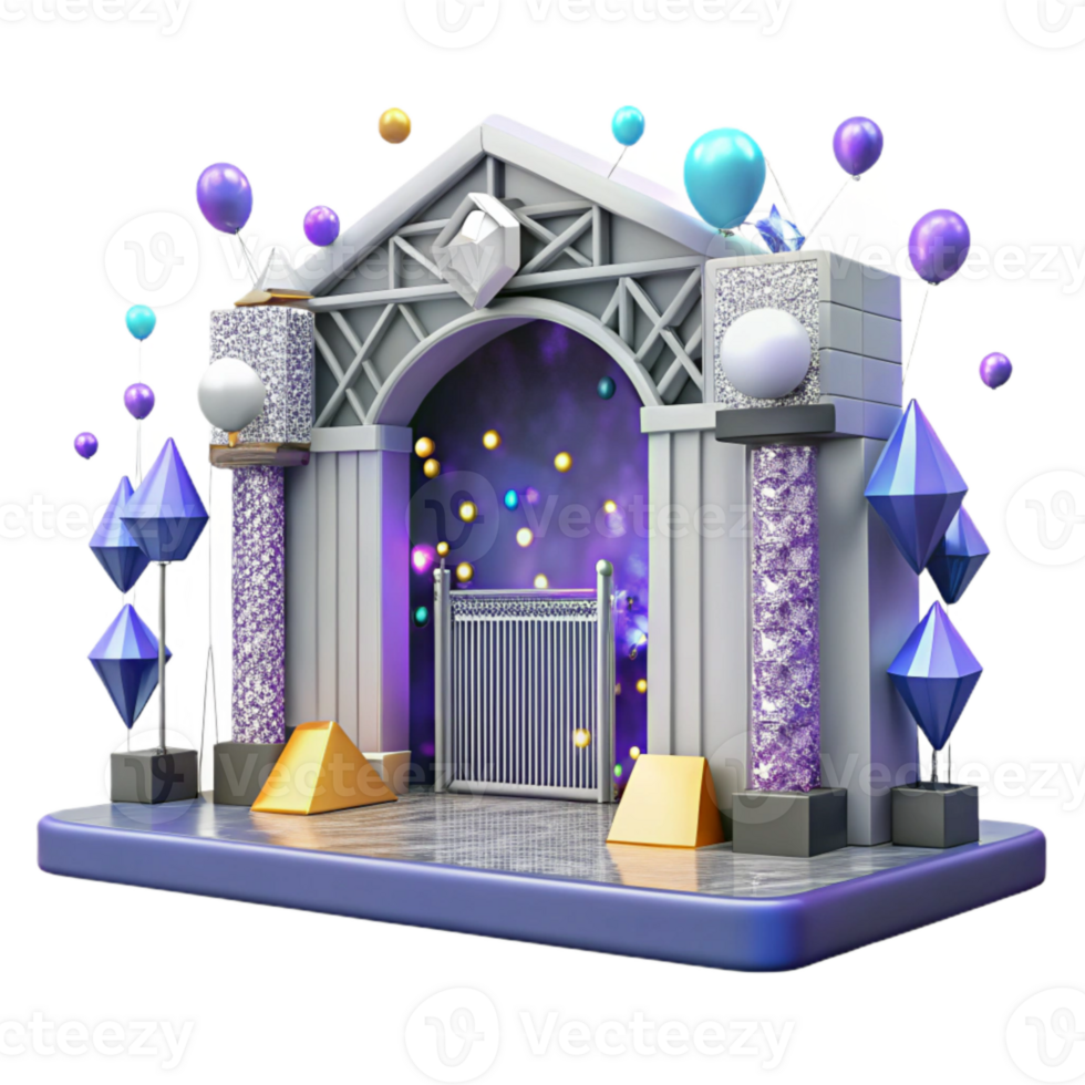 wonderful classic Concert Stage with Entrance Gates Isolated for Crowd Control high resolution png