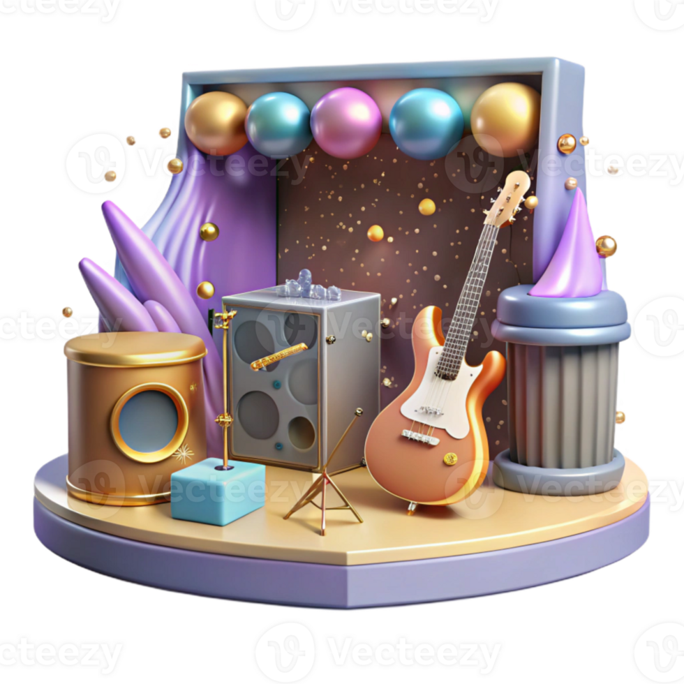 magnificent contemporary Concert Stage with Guitar Amplifier Transparent for Music Equipment high quality png