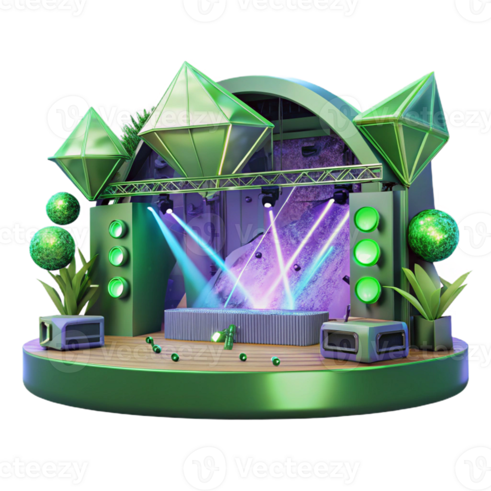 elegant abstract Concert Stage with Green Laser Lights Cutout for Electronic Music Events exclusive png