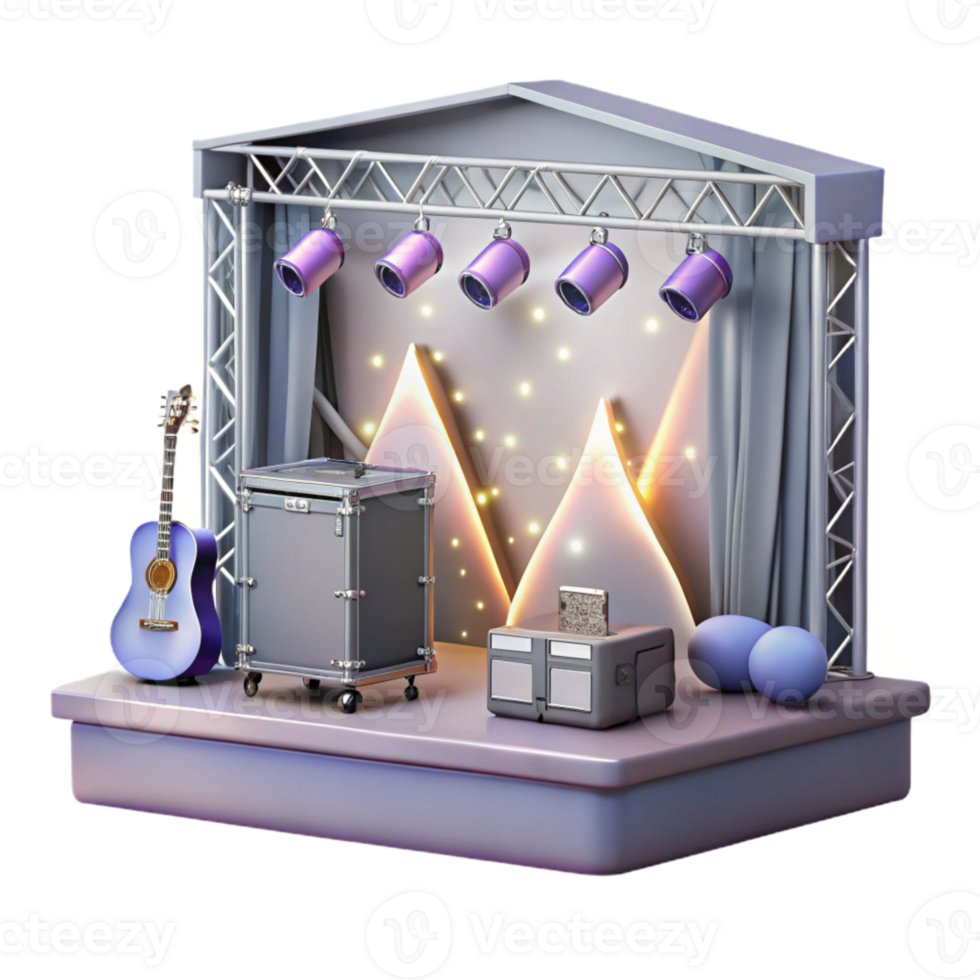 magnificent contemporary Concert Stage with Lighting Truss System Isolated for Technical Drawings genuine png