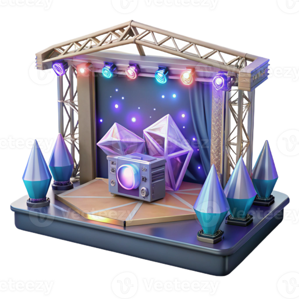 beautiful vintage Concert Stage with Lighting Truss System Isolated for Technical Drawings high resolution png