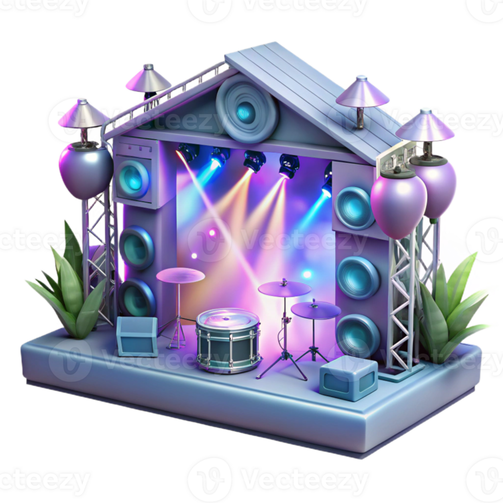 beautiful artistic Concert Stage with Lighting Truss System Isolated for Technical Drawings png