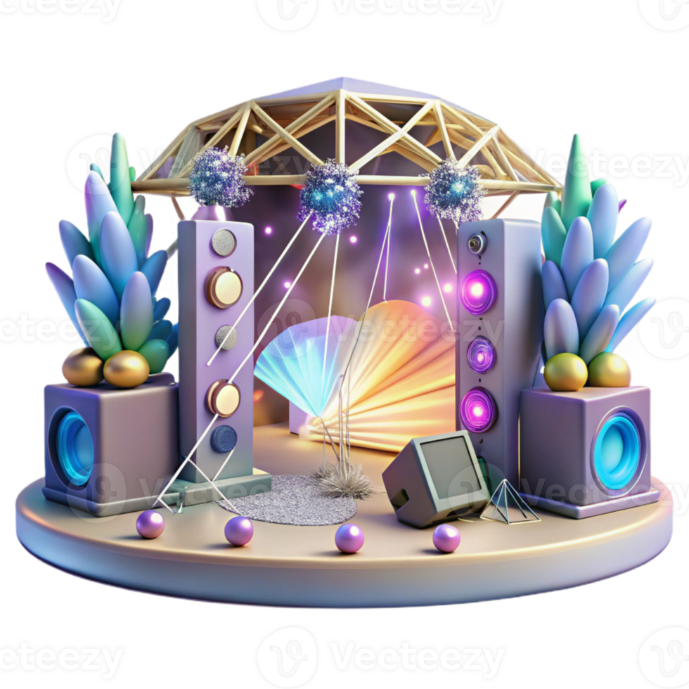 beautiful rustic Concert Stage with Laser Show Transparent for Sci Fi Projects professional png