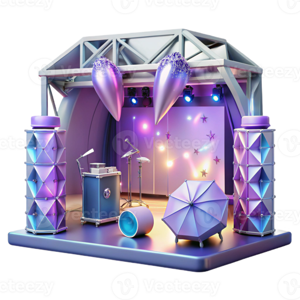 wonderful rustic Concert Stage with Lighting Truss System Isolated for Technical Drawings original png