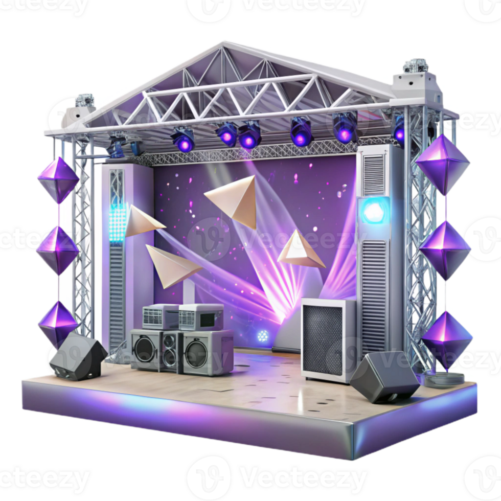 stunning contemporary Concert Stage with Lighting Truss System Isolated for Technical Drawings premium png