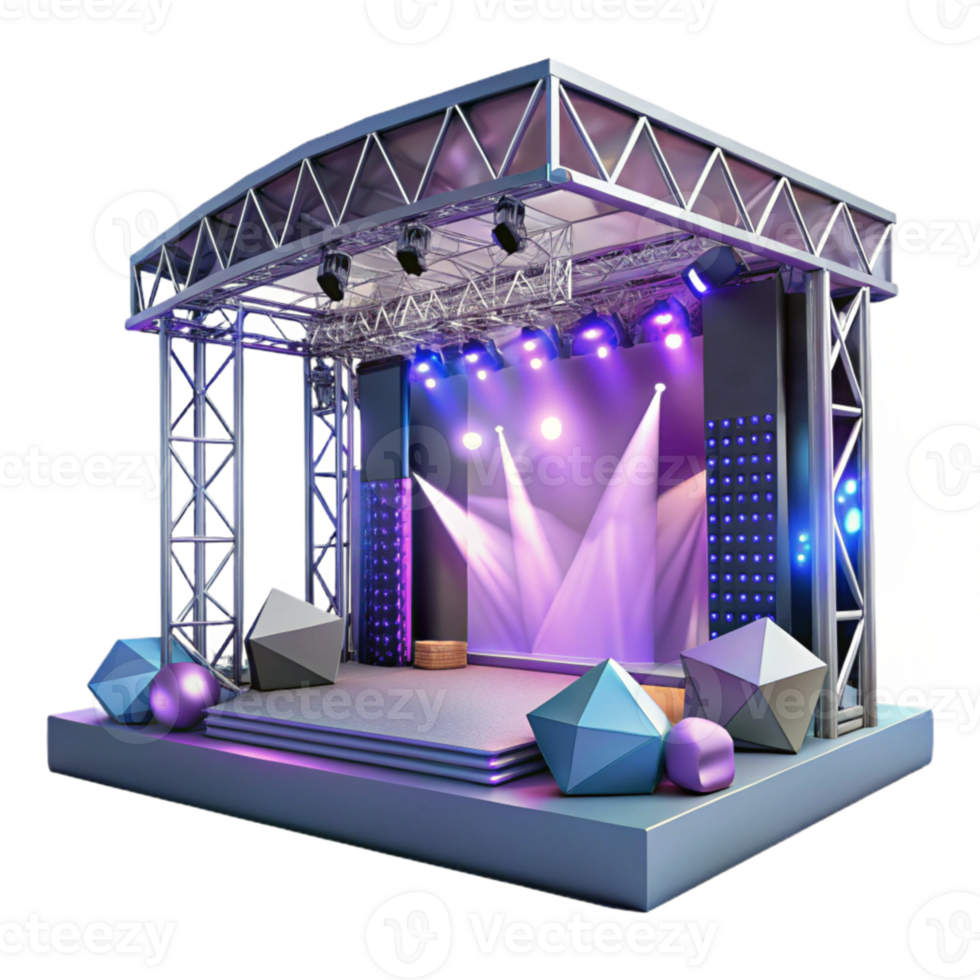 extraordinary modern Concert Stage with Lighting Truss System Isolated for Technical Drawings original png